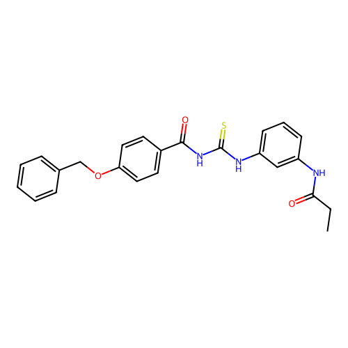4-phenylmethoxy-N-[[3-(propanoylamino)phenyl]carbamothioyl]benzamide structure