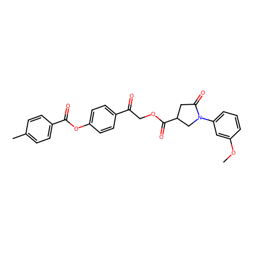 2-{4-[(4-methylbenzoyl)oxy]phenyl}-2-oxoethyl 1-(3-methoxyphenyl)-5-oxo-3-pyrrolidinecarboxylate structure