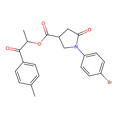 1-(4-methylphenyl)-1-oxopropan-2-yl 1-(4-bromophenyl)-5-oxopyrrolidine-3-carboxylate structure
