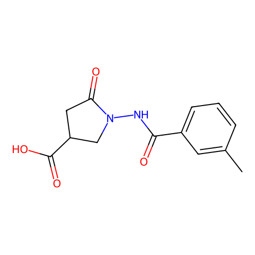 1-{[(3-Methylphenyl)carbonyl]amino}-5-oxopyrrolidine-3-carboxylic acid structure