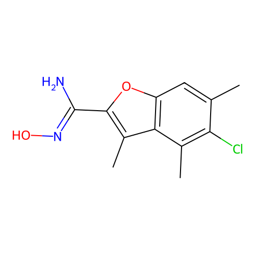 5-chloro-N'-hydroxy-3,4,6-trimethyl-1-benzofuran-2-carboximidamide structure