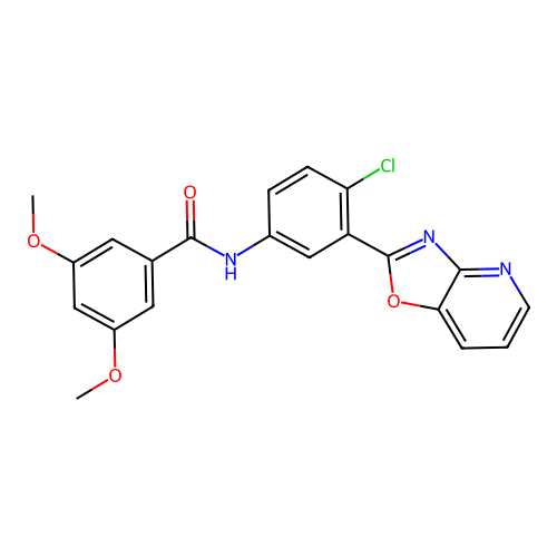 N-[4-chloro-3-([1,3]oxazolo[4,5-b]pyridin-2-yl)phenyl]-3,5-dimethoxybenzamide structure
