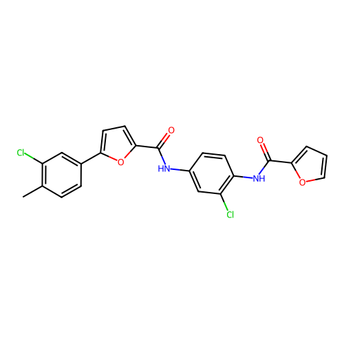 N-(3-chloro-4-(furan-2-carboxamido)phenyl)-5-(3-chloro-4-methylphenyl)furan-2-carboxamide structure