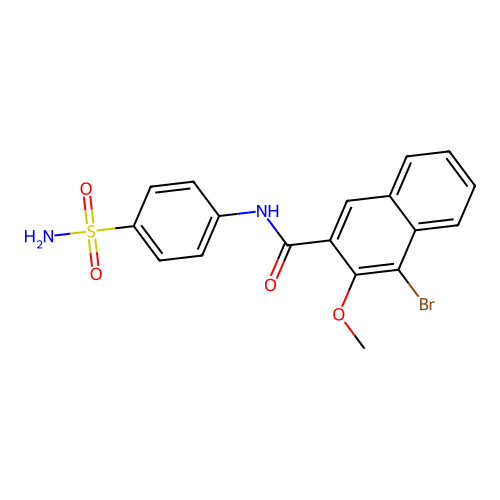 4-bromo-3-methoxy-N-(4-sulfamoylphenyl)naphthalene-2-carboxamide structure
