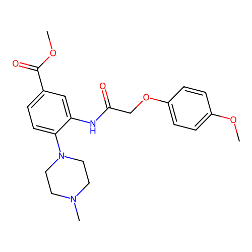 Methyl 3-{[(4-methoxyphenoxy)acetyl]amino}-4-(4-methyl-1-piperazinyl)benzoate structure
