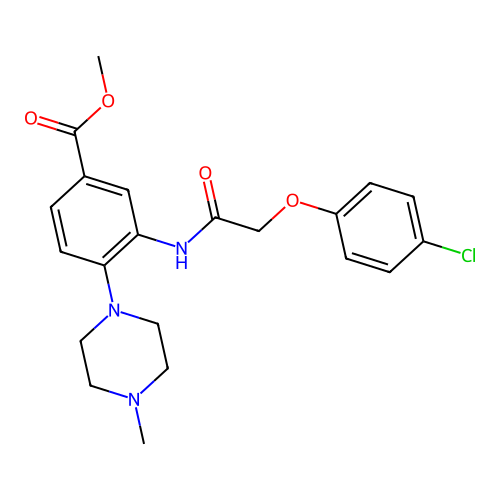 Methyl 3-{[(4-chlorophenoxy)acetyl]amino}-4-(4-methyl-1-piperazinyl)benzoate structure