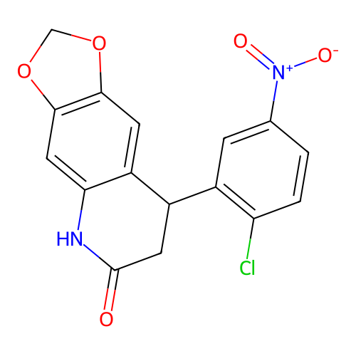 8-(2-chloro-5-nitrophenyl)-7,8-dihydro-5H-[1,3]dioxolo[4,5-g]quinolin-6-one structure