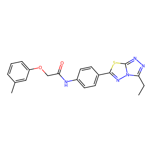 N-[4-(3-ethyl[1,2,4]triazolo[3,4-b][1,3,4]thiadiazol-6-yl)phenyl]-2-(3-methylphenoxy)acetamide structure