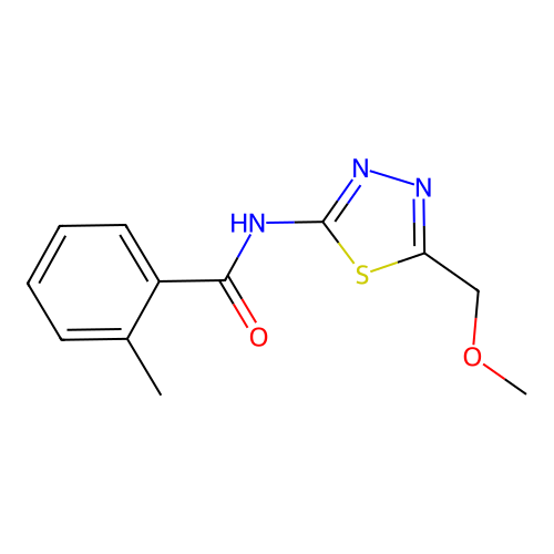 N-[5-(methoxymethyl)-1,3,4-thiadiazol-2-yl]-2-methylbenzamide structure