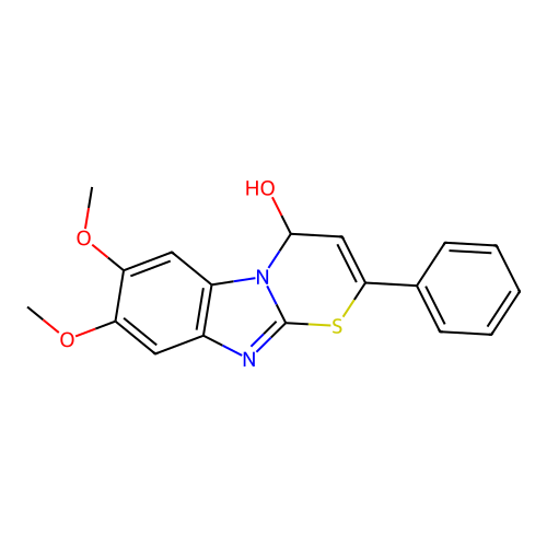 7,8-dimethoxy-2-phenyl-4H-[1,3]thiazino[3,2-a]benzimidazol-4-ol structure