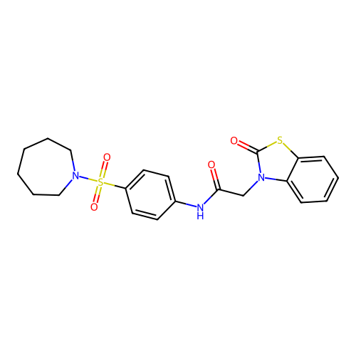 N-[4-(azepan-1-ylsulfonyl)phenyl]-2-(2-oxo-1,3-benzothiazol-3(2H)-yl)acetamide structure