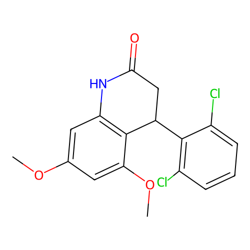 4-(2,6-dichlorophenyl)-5,7-dimethoxy-3,4-dihydro-1H-quinolin-2-one structure
