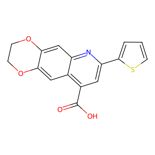 7-(thiophen-2-yl)-2H,3H-[1,4]dioxino[2,3-g]quinoline-9-carboxylic acid structure