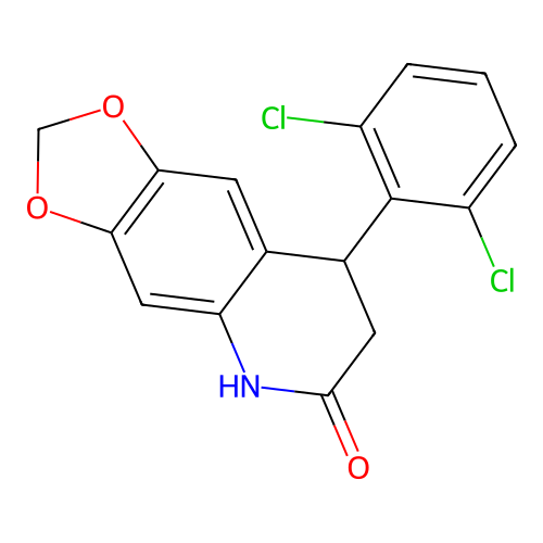 8-(2,6-dichlorophenyl)-7,8-dihydro-5H-[1,3]dioxolo[4,5-g]quinolin-6-one structure