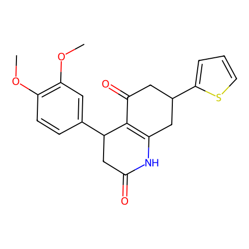 4-(3,4-Dimethoxyphenyl)-7-thiophen-2-yl-1,3,4,6,7,8-hexahydroquinoline-2,5-dione structure