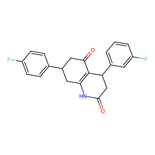 4-(3-Fluorophenyl)-7-(4-fluorophenyl)-1,3,4,6,7,8-hexahydroquinoline-2,5-dione structure