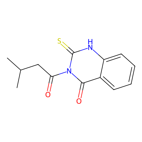 3-(3-methylbutanoyl)-2-sulfanylquinazolin-4(3H)-one structure