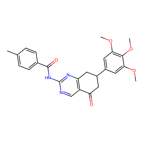 4-methyl-N-[5-oxo-7-(3,4,5-trimethoxyphenyl)-5,6,7,8-tetrahydroquinazolin-2-yl]benzamide structure