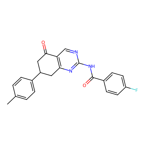 4-fluoro-N-[7-(4-methylphenyl)-5-oxo-5,6,7,8-tetrahydroquinazolin-2-yl]benzamide structure