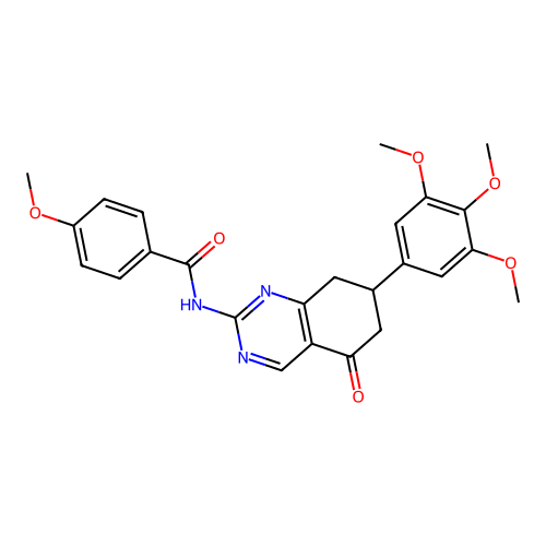 4-methoxy-N-(5-oxo-7-(3,4,5-trimethoxyphenyl)-5,6,7,8-tetrahydroquinazolin-2-yl)benzamide structure