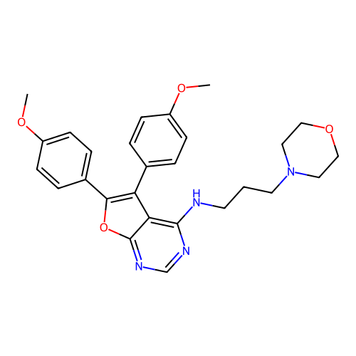 5,6-bis(4-methoxyphenyl)-N-(3-morpholinopropyl)furo[2,3-d]pyrimidin-4-amine structure