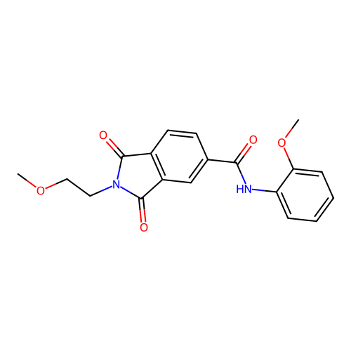 2-(2-methoxyethyl)-N-(2-methoxyphenyl)-1,3-dioxoisoindole-5-carboxamide structure