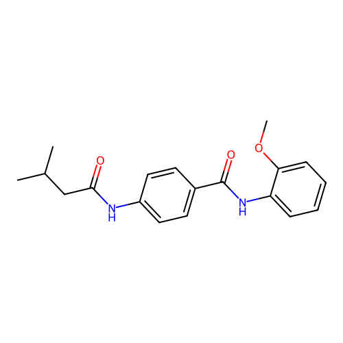 N-(2-methoxyphenyl)-4-(3-methylbutanoylamino)benzamide structure