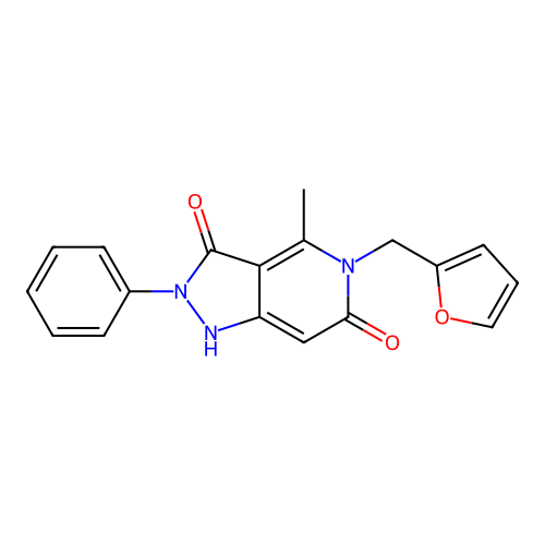5-(furan-2-ylmethyl)-4-methyl-2-phenyl-1H-pyrazolo[4,3-c]pyridine-3,6(2H,5H)-dione structure