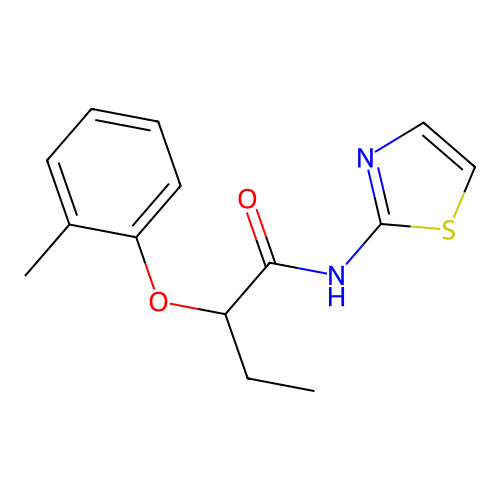 2-(2-methylphenoxy)-N-(1,3-thiazol-2-yl)butanamide structure