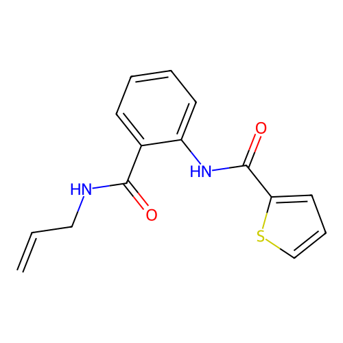 N-[2-(prop-2-enylcarbamoyl)phenyl]thiophene-2-carboxamide structure