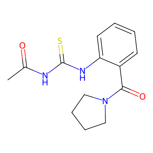 N-[[2-(pyrrolidine-1-carbonyl)phenyl]carbamothioyl]acetamide structure