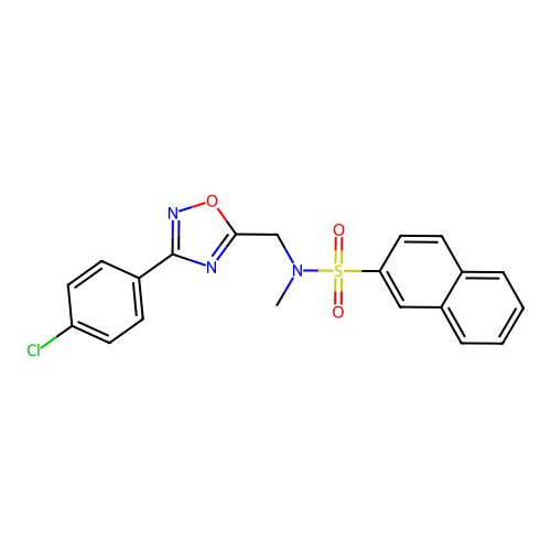 N-((3-(4-chlorophenyl)-1,2,4-oxadiazol-5-yl)methyl)-N-methylnaphthalene-2-sulfonamide structure