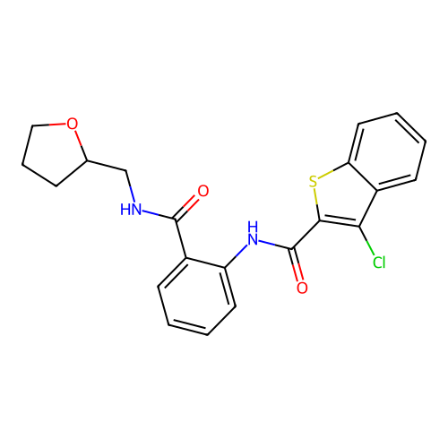 3-chloro-N-[2-(oxolan-2-ylmethylcarbamoyl)phenyl]-1-benzothiophene-2-carboxamide structure
