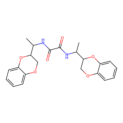N,N'-bis[1-(2,3-dihydro-1,4-benzodioxin-3-yl)ethyl]oxamide structure