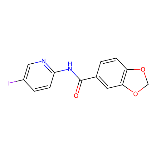 N-(5-iodopyridin-2-yl)-1,3-benzodioxole-5-carboxamide structure