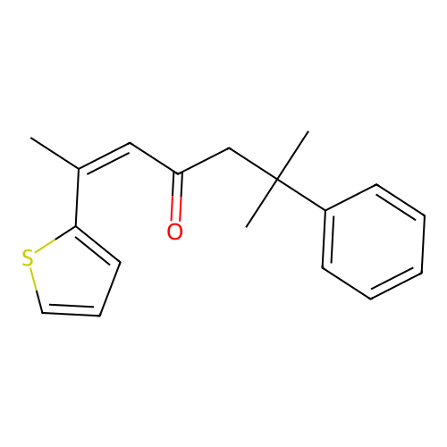6-Methyl-6-phenyl-2-thiophen-2-ylhept-2-en-4-one structure