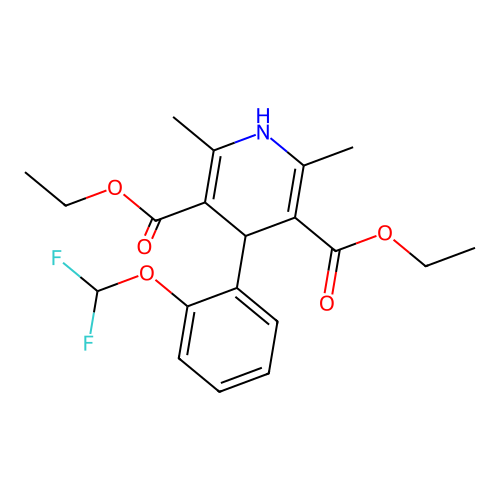 3,5-Pyridinedicarboxylic acid, 1,4-dihydro-4-(2-(difluoromethoxy)phenyl)-2,6-dimethyl-, diethyl ester structure