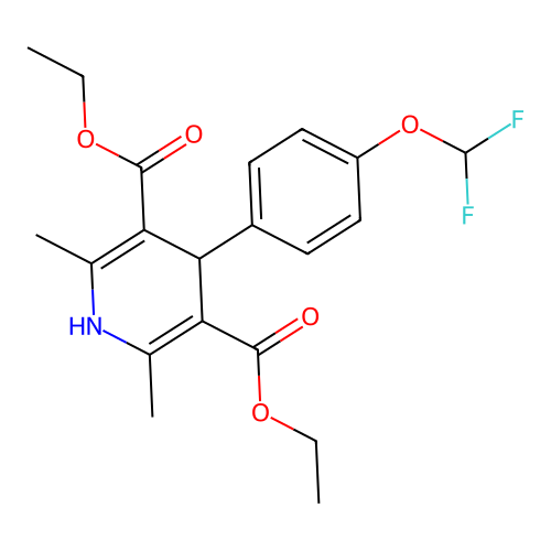 2,6-Dimethyl-3,5-diethoxycarbonyl-4-(p-difluoromethoxyphenyl)-1,4-dihydropyridine structure