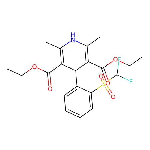 2,6-Dimethyl-3,5-diethoxycarbonyl-4-(o-difluoromethylsulfonylphenyl)-1,4-dihydropyridine structure