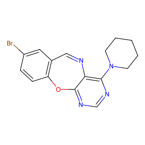 8-Bromo-4-piperidin-1-ylpyrimido[4,5-b][1,4]benzoxazepine structure