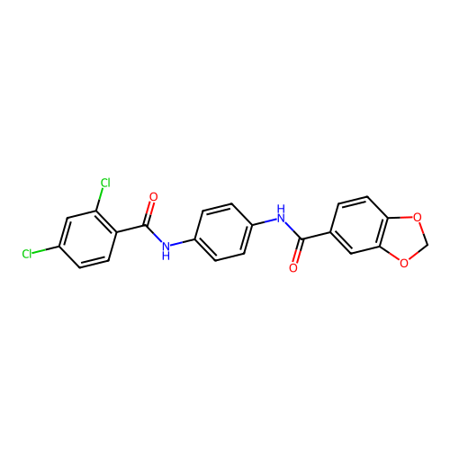 N-[4-[(2,4-dichlorobenzoyl)amino]phenyl]-1,3-benzodioxole-5-carboxamide structure