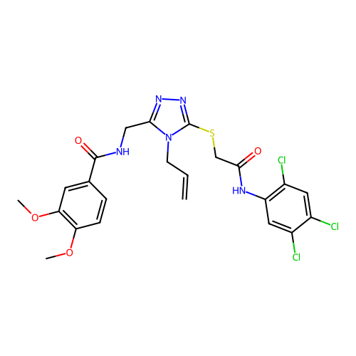 3,4-dimethoxy-N-[[5-[2-oxo-2-(2,4,5-trichloroanilino)ethyl]sulfanyl-4-prop-2-enyl-1,2,4-triazol-3-yl]methyl]benzamide structure