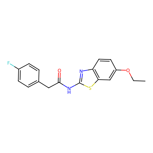 N-(6-ethoxy-1,3-benzothiazol-2-yl)-2-(4-fluorophenyl)acetamide structure