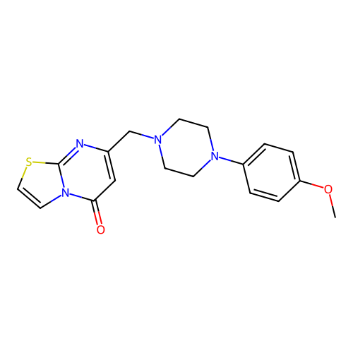 7-[[4-(4-methoxyphenyl)piperazin-1-yl]methyl]-[1,3]thiazolo[3,2-a]pyrimidin-5-one structure