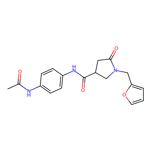 N-(4-acetamidophenyl)-1-(furan-2-ylmethyl)-5-oxopyrrolidine-3-carboxamide structure