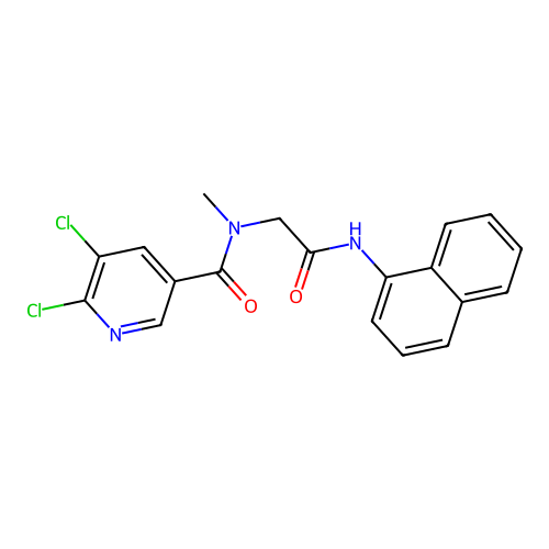 2-[1-(5,6-dichloropyridin-3-yl)-N-methylformamido]-N-(naphthalen-1-yl)acetamide structure