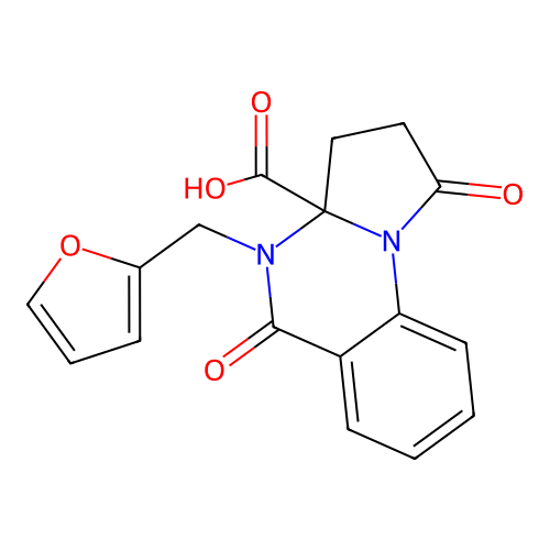 4-(furan-2-ylmethyl)-1,5-dioxo-1H,2H,3H,3aH,4H,5H-pyrrolo[1,2-a]quinazoline-3a-carboxylic acid structure