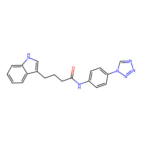 4-(1H-indol-3-yl)-N-[4-(1H-tetrazol-1-yl)phenyl]butanamide structure