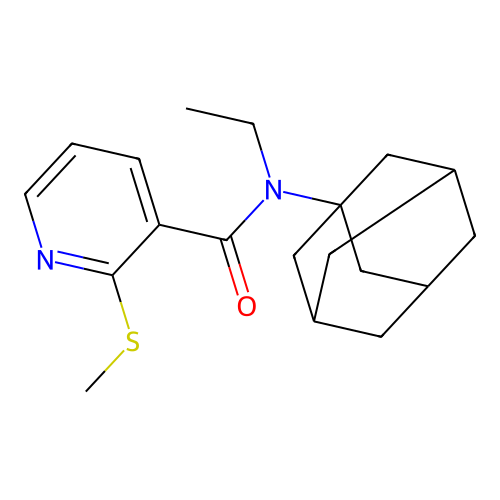 N-(1-adamantyl)-N-ethyl-2-methylsulfanylpyridine-3-carboxamide structure