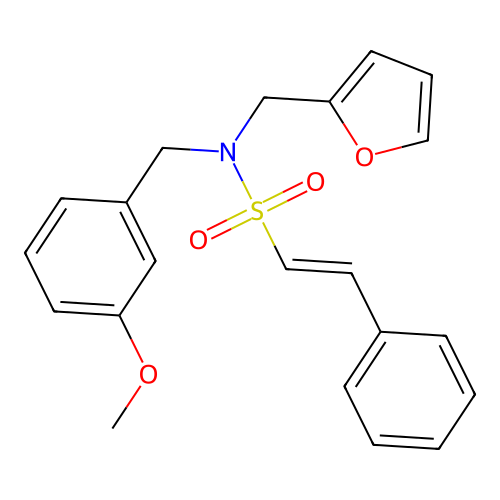N-[(furan-2-yl)methyl]-N-[(3-methoxyphenyl)methyl]-2-phenylethene-1-sulfonamide structure